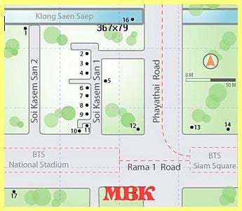 cách trung tâm mua sắm ở bangkok bản đồ