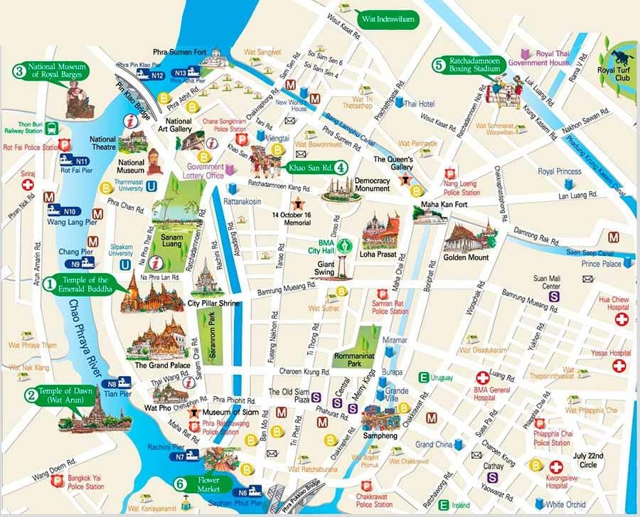 bangkok nơi quan tâm bản đồ
