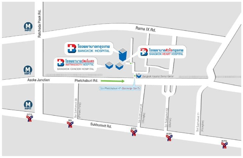 bản đồ của bệnh viện bangkok
