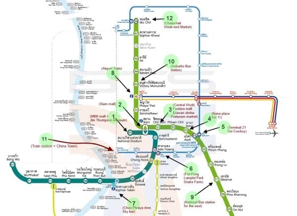 bản đồ của bangkok bts bản đồ với hấp dẫn