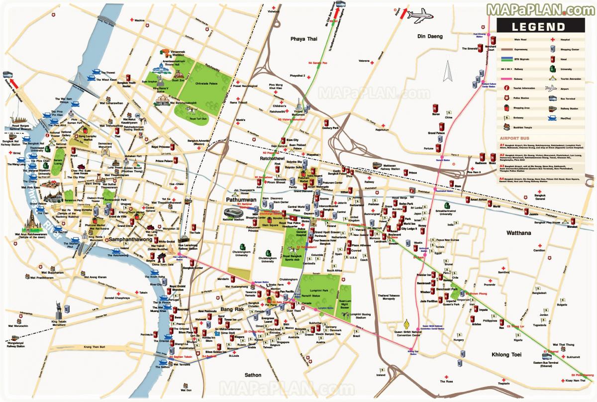 bangkok điểm tham quan chính bản đồ