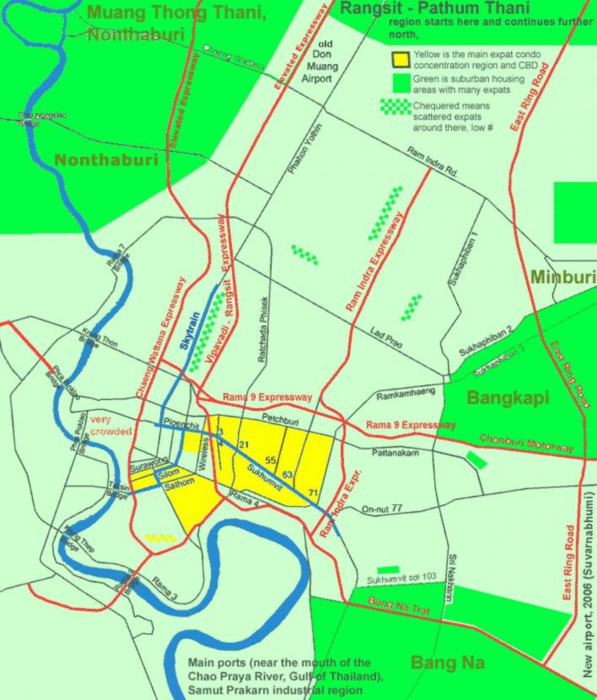 bangkok trung tâm khu vực bản đồ