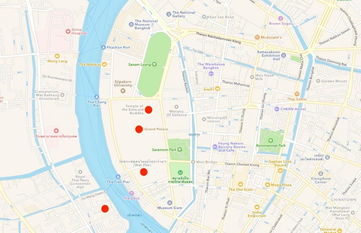 bản đồ của ngôi chùa ở bangkok