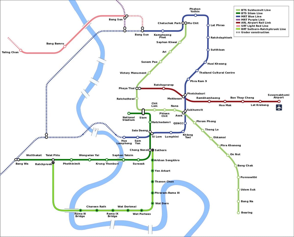 tàu điện ngầm bản đồ bangkok, thái lan