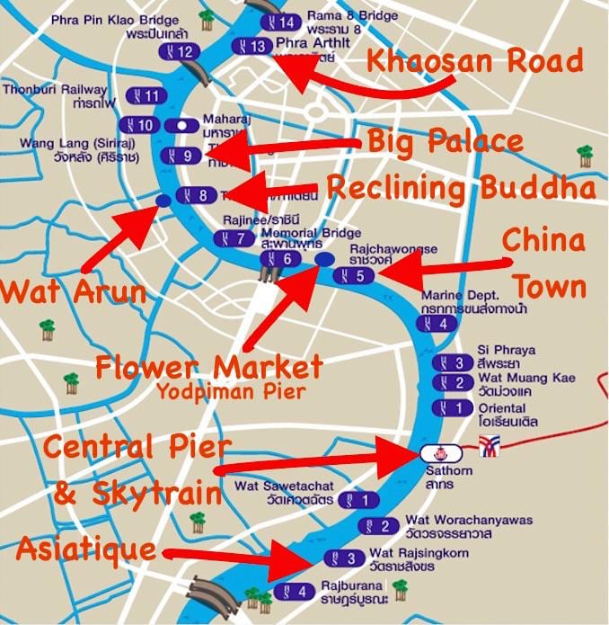 bangkok express thuyền bản đồ