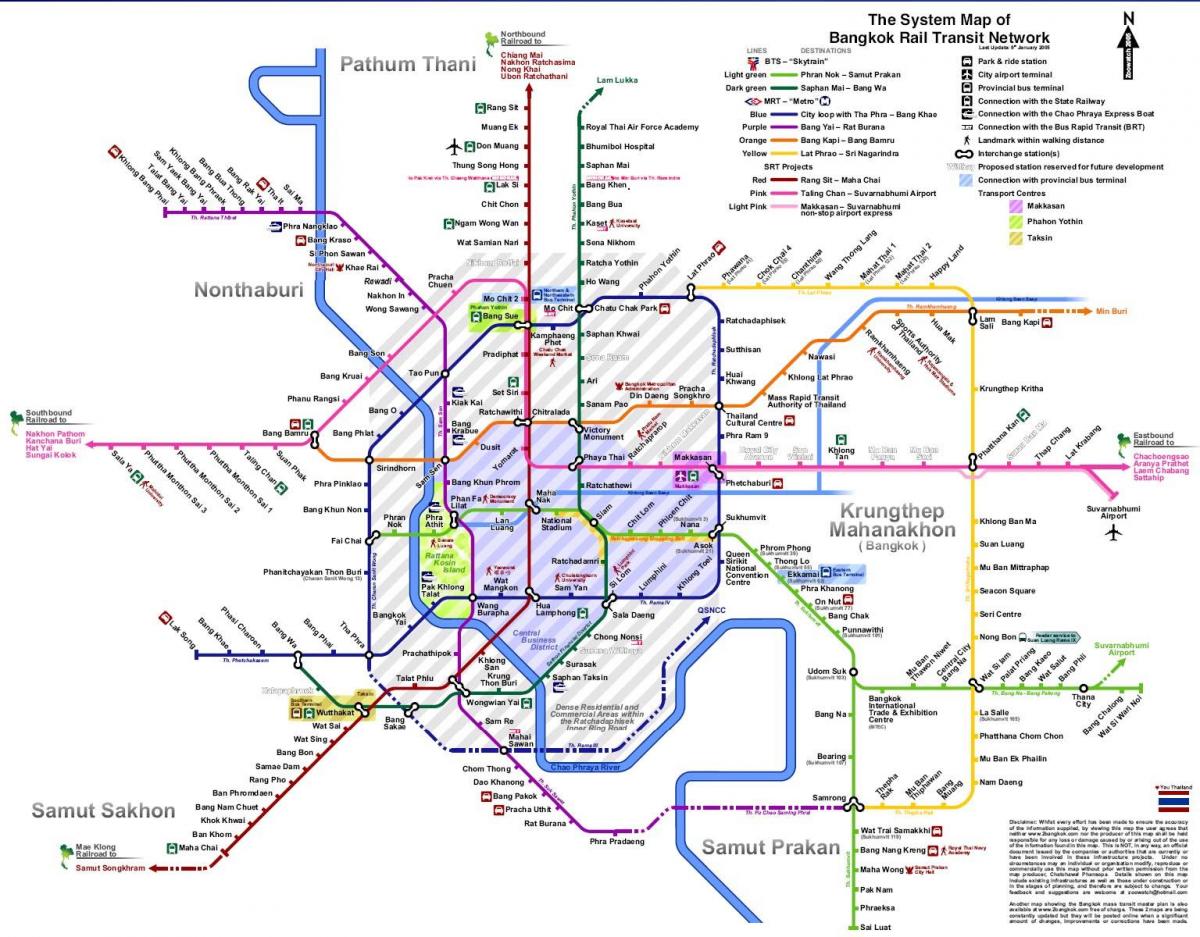 bangkok tàu điện ngầm bản đồ 2016