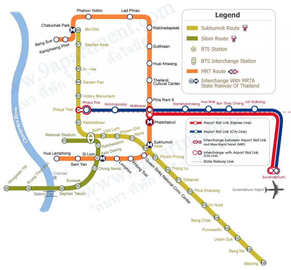tàu điện ngầm bts bangkok bản đồ