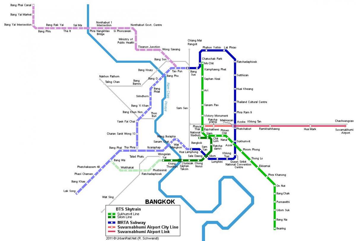 tàu điện ngầm bản đồ bangkok, thái lan