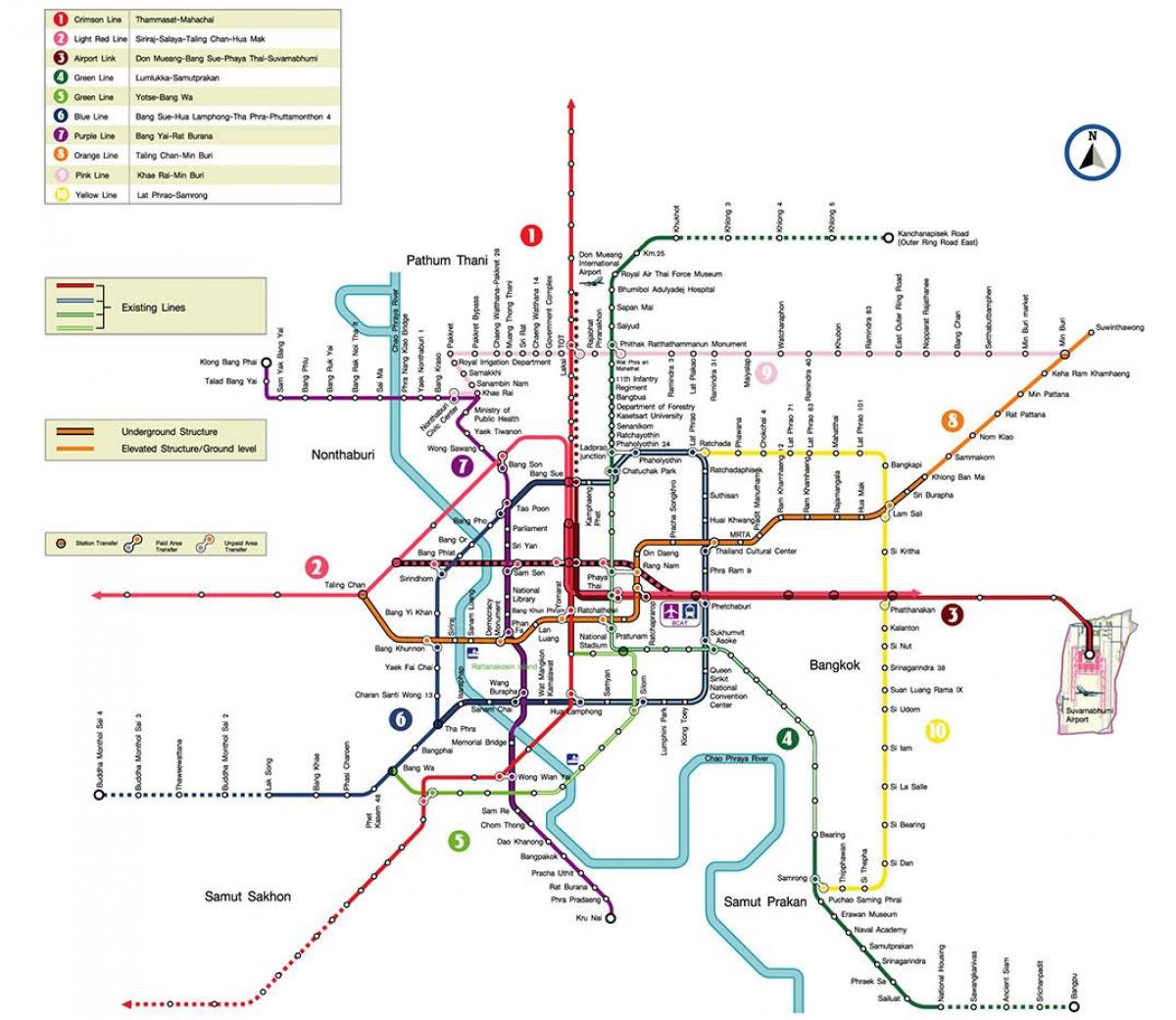 bangkok ga tàu điện ngầm bản đồ